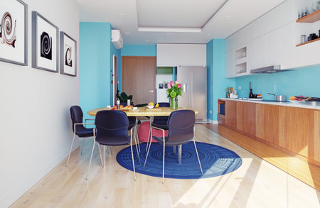 modern kitchen interior design concept. 3d rendering idea.