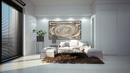 Modern living room design. 3d rendering concept