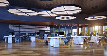 modern  office interior, 3d rendering business concept design
