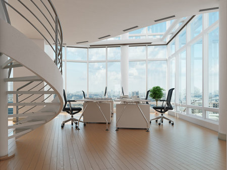 contemporary office interior. 3d rendering design concept