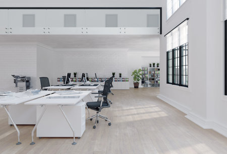 contemporary loft office interior. 3d rendering design concept