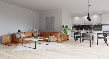 modern living room interior. 3d design illustration