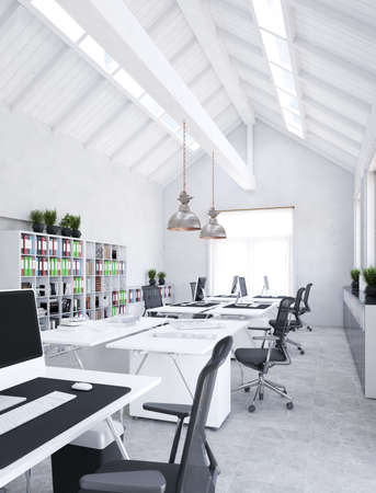 modern office interior design concept. 3d rendering ideaの写真素材
