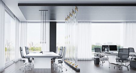 modern office interior design concept. 3d rendering idea