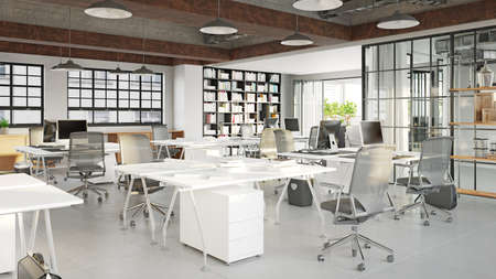 modern office interior design concept. 3d rendering ideaの写真素材