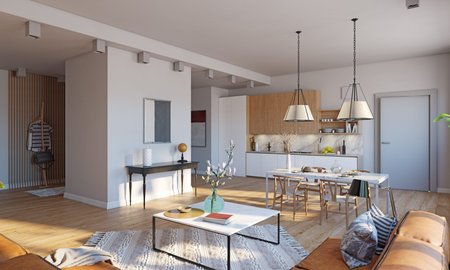 modern kitchen interior. 3d rendering design