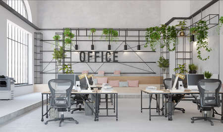 modern office interior (3d rendering design concept)の写真素材
