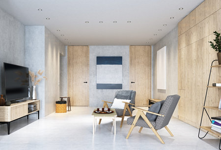 Modern living room interior. 3d rendering design concept