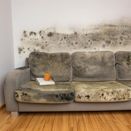 3D interior illustration with mold on wall.AI Generationの素材