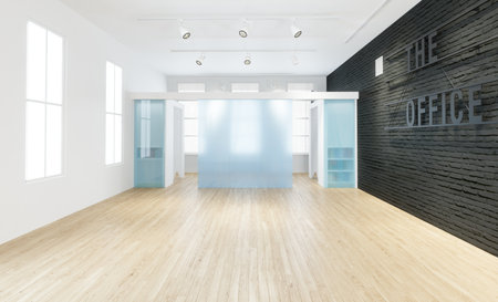 Modern bright interiors 3D rendering illustration mockup computer generated imageの写真素材