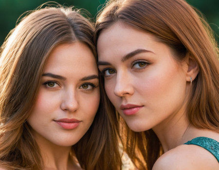 Image of two young women. AI generationの素材