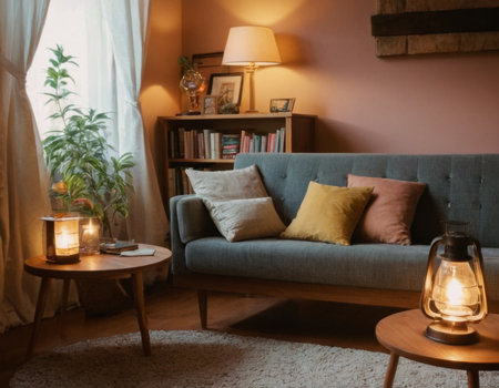Image of a cozy home library. Nice reading corner. AI generationの素材