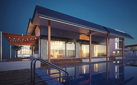 modern house buildingの写真素材