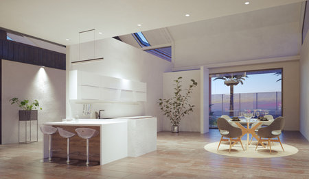 modern domestic kitchen interior.の写真素材
