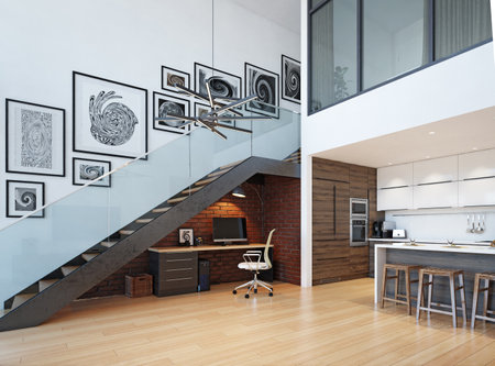 modern home office interior.の写真素材