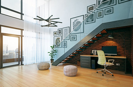 modern home office interior.の写真素材