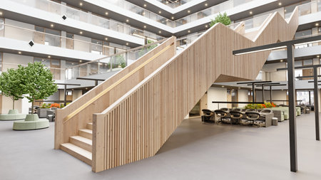 modern office building with stairwayの写真素材