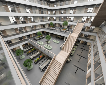 modern office building with stairwayの写真素材