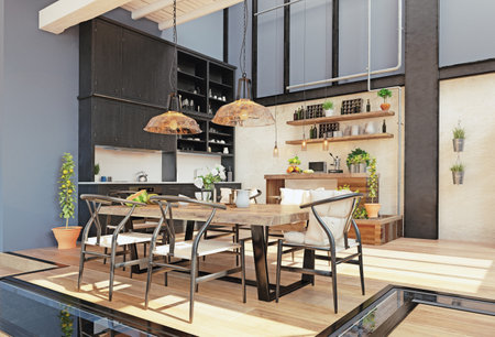 modern domestic kitchen interior.の写真素材