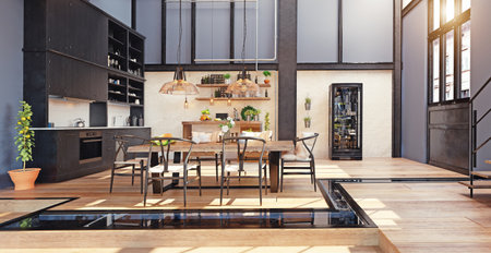 modern domestic kitchen interior.の写真素材