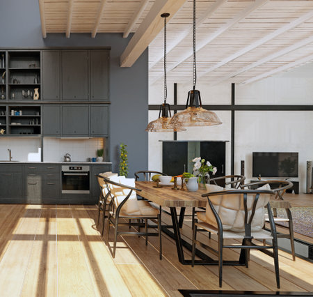 modern domestic kitchen interior.の写真素材