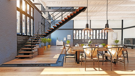 modern domestic dining room interior.の写真素材