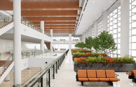 new airport terminal design - 3d rendering conceptの写真素材
