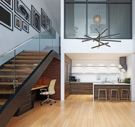 modern living interior design concept. 3d rendering idea.の写真素材