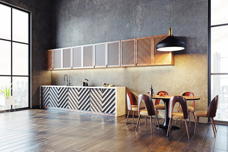 modern kitchen interior design concept. 3d rendering idea.の写真素材