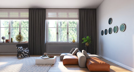 Interior of the living room. 3D illustration. design conceptの写真素材