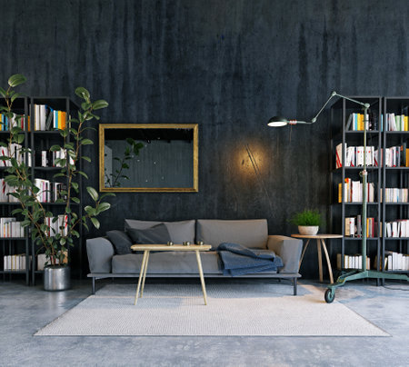 modern living room. Scandinavian interior design. 3d rendering conceptの写真素材