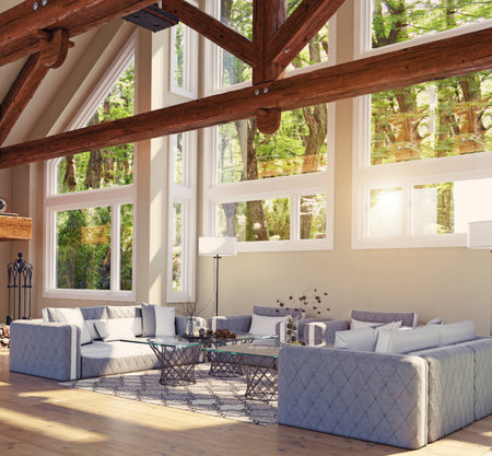 modern luxury house interior. 3d rendering designの写真素材