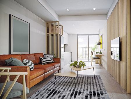 modern apartment design interior. 3d rendering conceptの写真素材