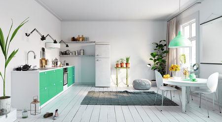 modern living interior design. 3d rendering conceptの写真素材