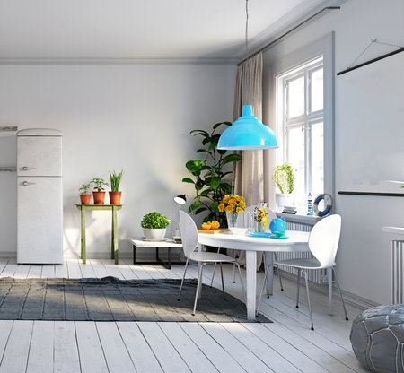 modern living interior design. 3d rendering conceptの写真素材