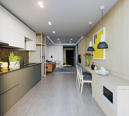 modern studio interior. 3d rendering designの写真素材