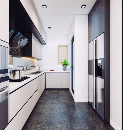 modern kitchen interior design. 3d rendering conceptの写真素材