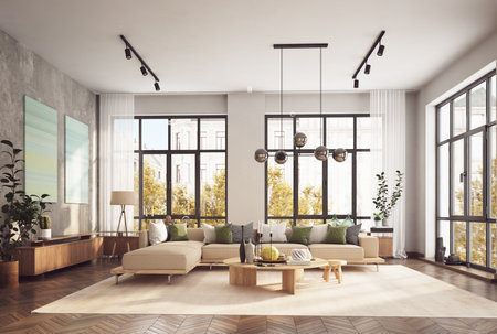 Cozy dining space. 3d rendering designの写真素材