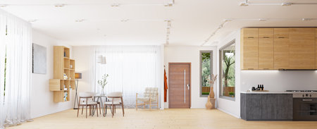 Cozy dining space. 3d rendering designの写真素材