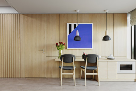 modern dining interior. 3d rendering designの写真素材