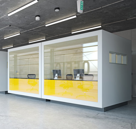 modern capsule office interior, 3d rendering business concept designの写真素材