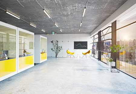 modern capsule office interior, 3d rendering business concept designの写真素材