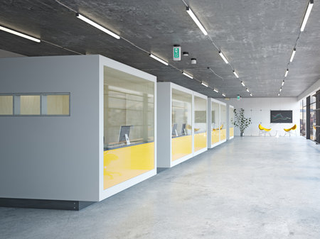 modern capsule office interior, 3d rendering business concept designの写真素材