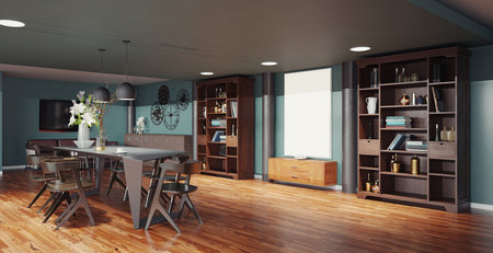 modern dining room interior design. 3d rendering concept ideaの写真素材
