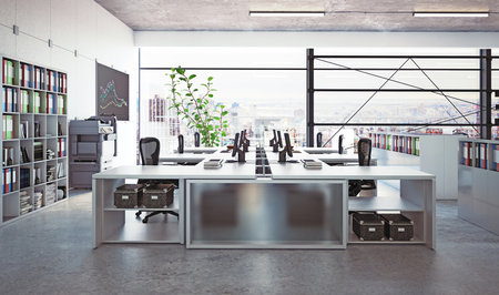 modern office interior, 3d rendering business concept designの写真素材