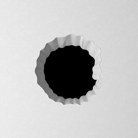 Abstract hole with wavy white edges on a plain surface. 3d renderingの写真素材