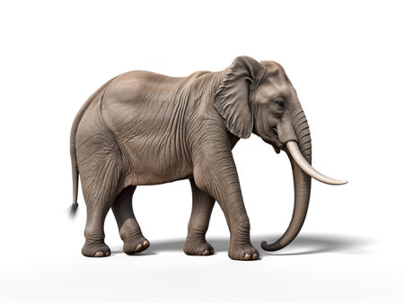 Realistic 3D render of an African elephant with large tusks. 3d renderの写真素材