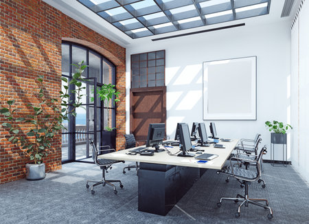 Modern office interior design concept. 3d rendering designの写真素材