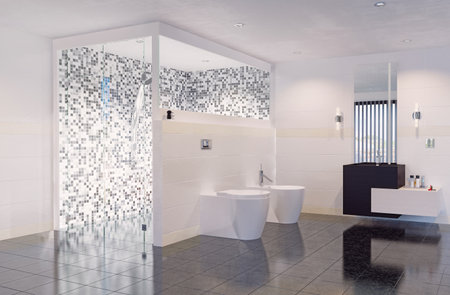 modern bathroom interior. 3d rendering designの写真素材