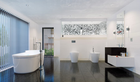 modern bathroom interior. 3d rendering designの写真素材